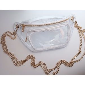Clear Fanny Pack Bag w/ Gold Chain (shoulder bag)